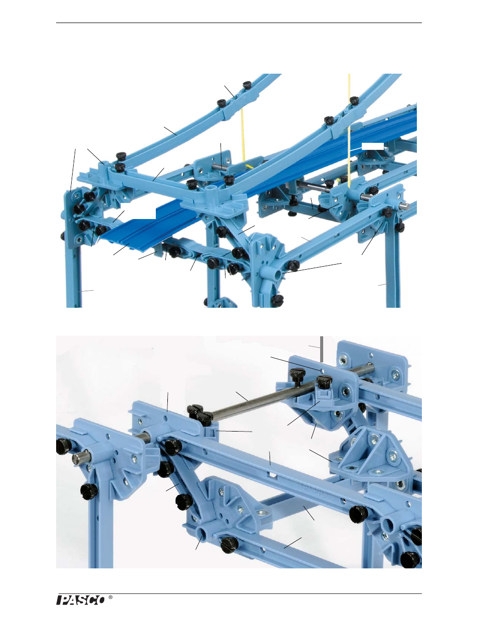 I-beam suspension bridge end assembly | PASCO ME-6992B Advanced Structures Set User Manual | Page 39 / 58