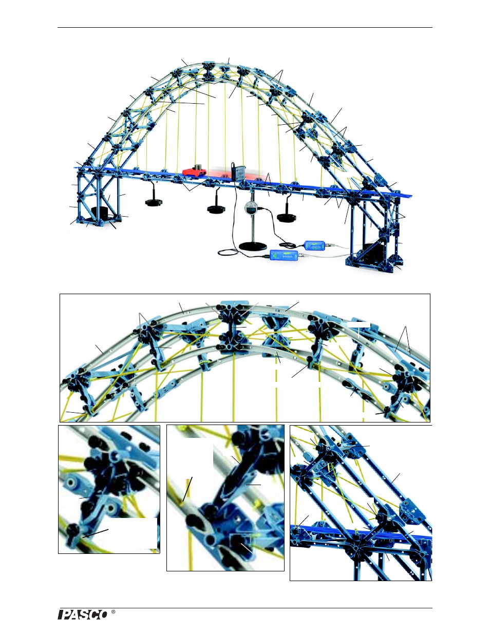 Double tied arch bridge with flexible i-beams | PASCO ME-6992B Advanced Structures Set User Manual | Page 49 / 58