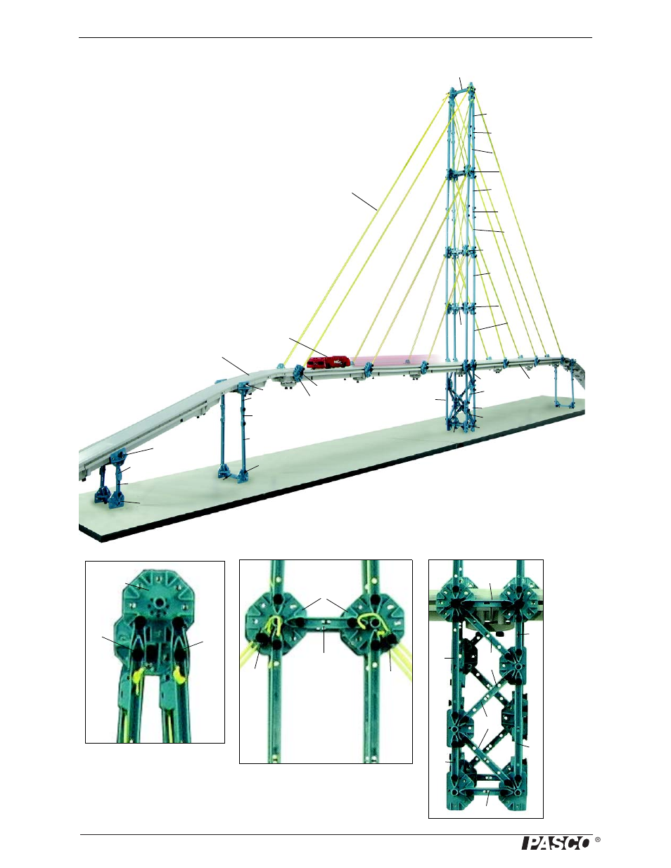 Pastrack cable stayed bridge | PASCO ME-6992B Advanced Structures Set User Manual | Page 50 / 58
