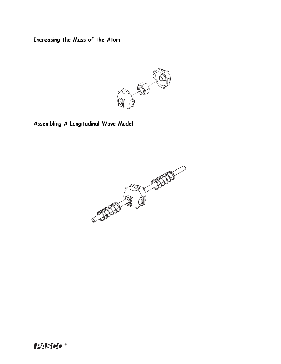 Increasing the mass of the atom, Assembling a longitudinal wave model | PASCO ME-9825A Matter Model User Manual | Page 6 / 10