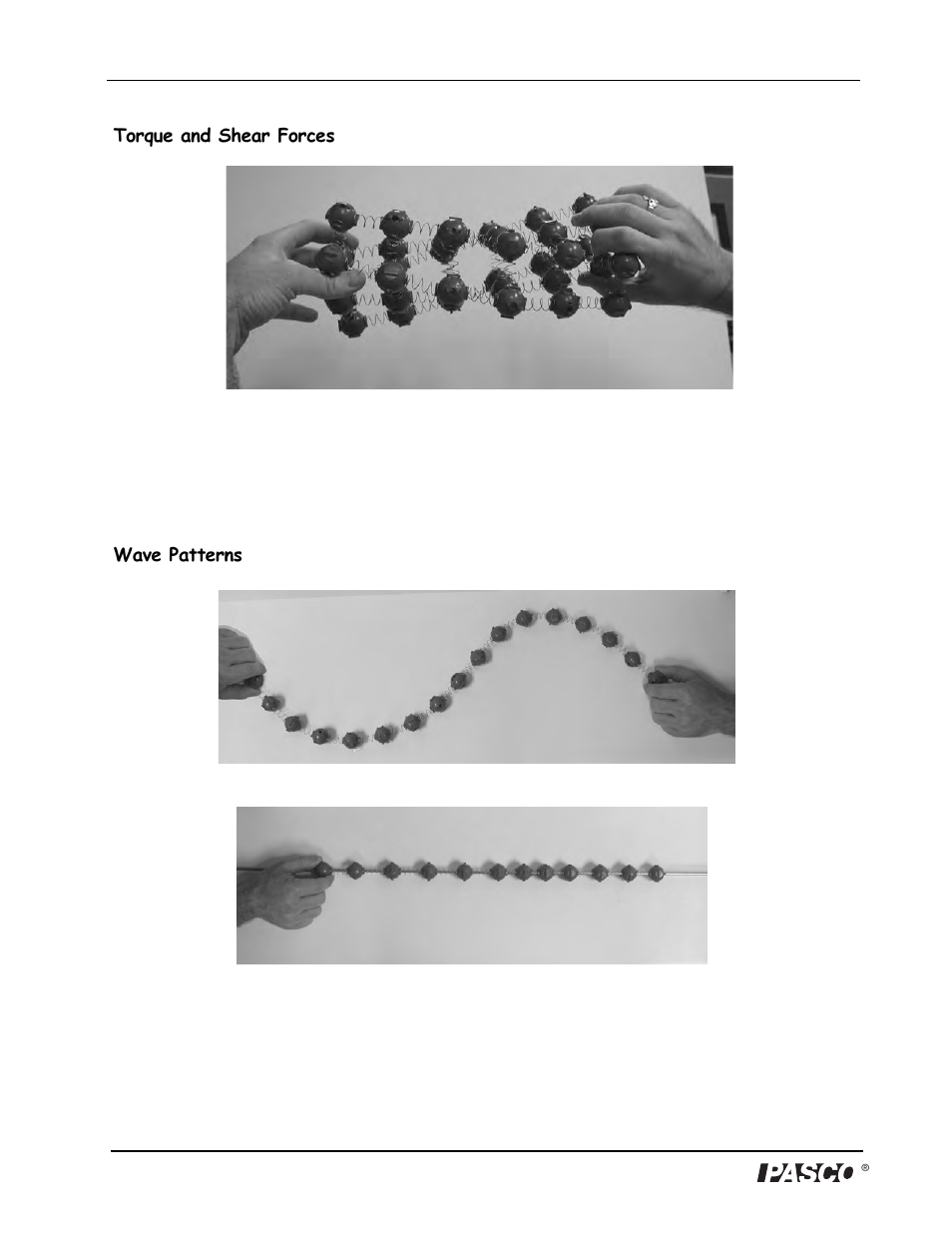 Torque and shear forces, Wave patterns | PASCO ME-9825A Matter Model User Manual | Page 9 / 10