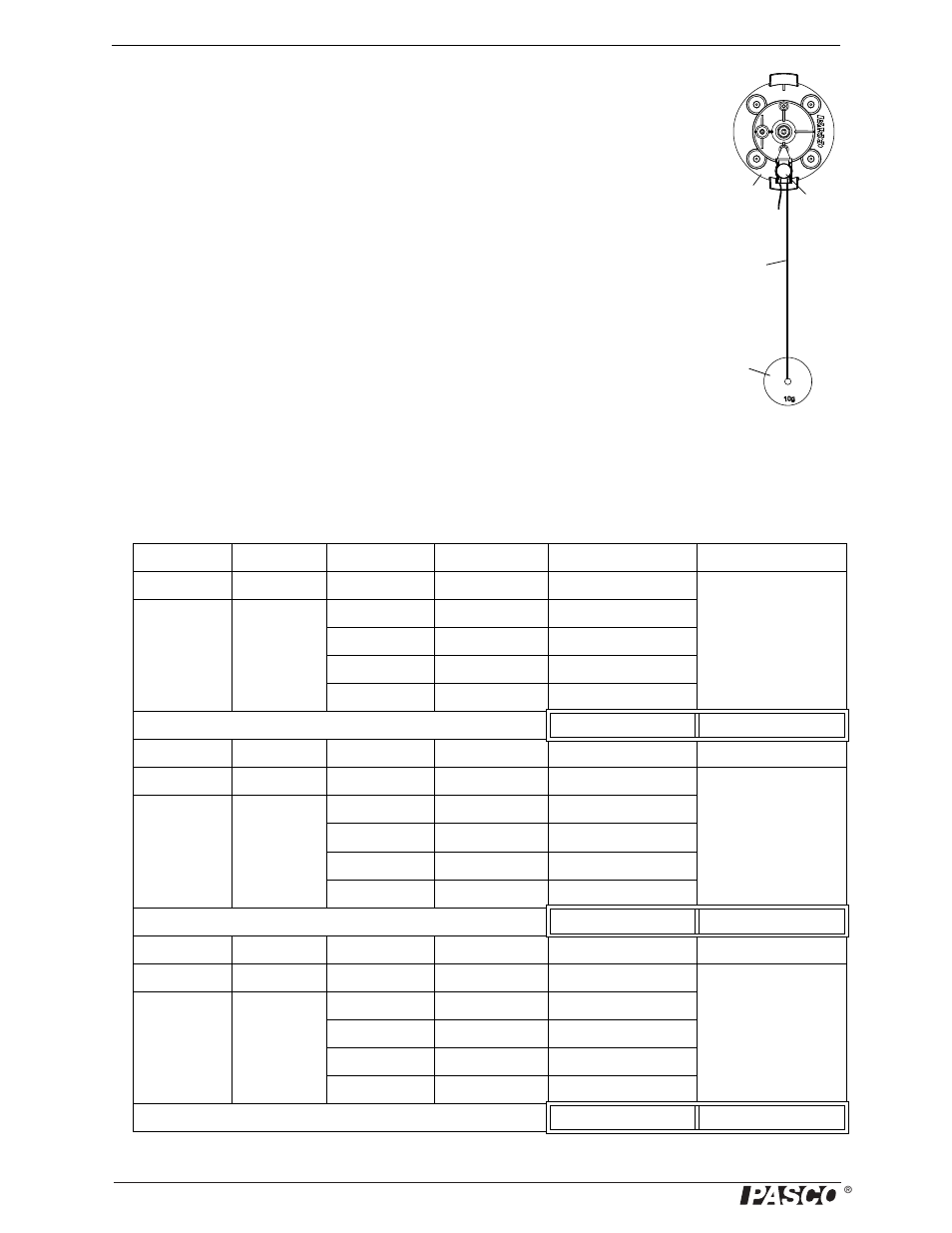 Procedure, Data table | PASCO ME-9502 Statics System User Manual | Page 58 / 94