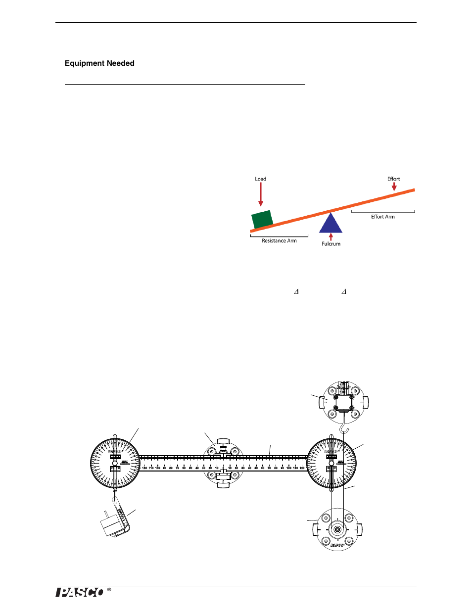 Exp. 12: simple machines-the lever, Theory, Setup | Exp. 12: simple machines–the lever | PASCO ME-9502 Statics System User Manual | Page 77 / 94