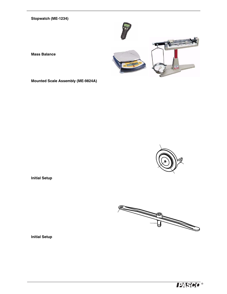 Spares package (me-9504), String tie assembly, Torque indicator assembly | PASCO ME-9502 Statics System User Manual | Page 8 / 94