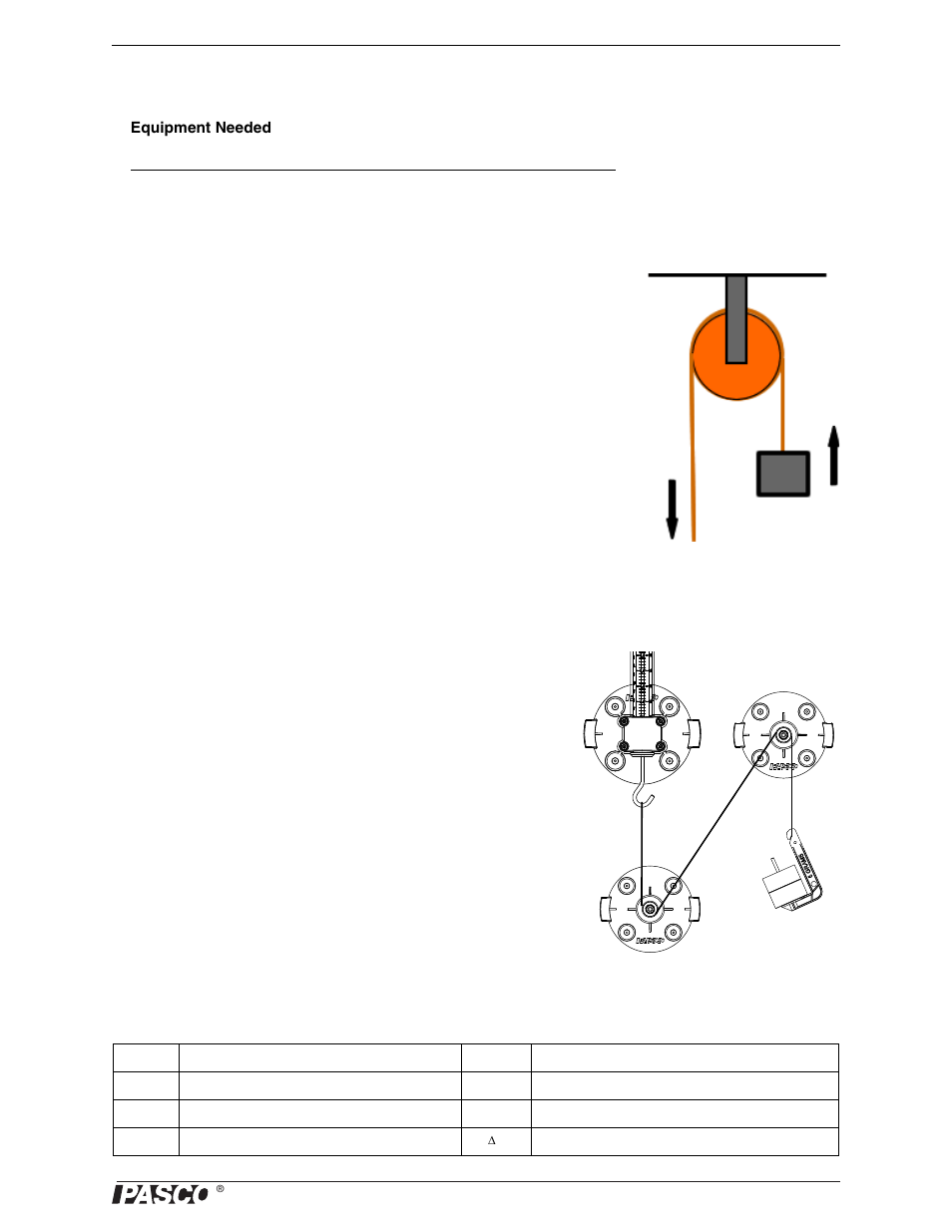 Exp. 14: simple machines-the pulley, Theory, Procedure | Question, Exp. 14: simple machines–the pulley | PASCO ME-9502 Statics System User Manual | Page 85 / 94
