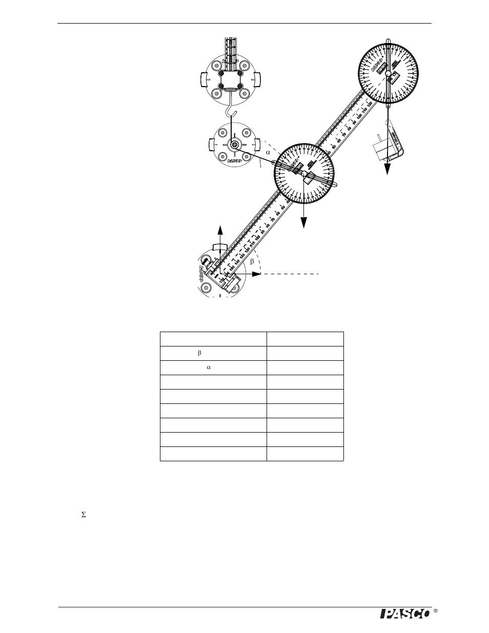 Procedure, Data table, Calculations | Question, Data table calculations | PASCO ME-9502 Statics System User Manual | Page 88 / 94