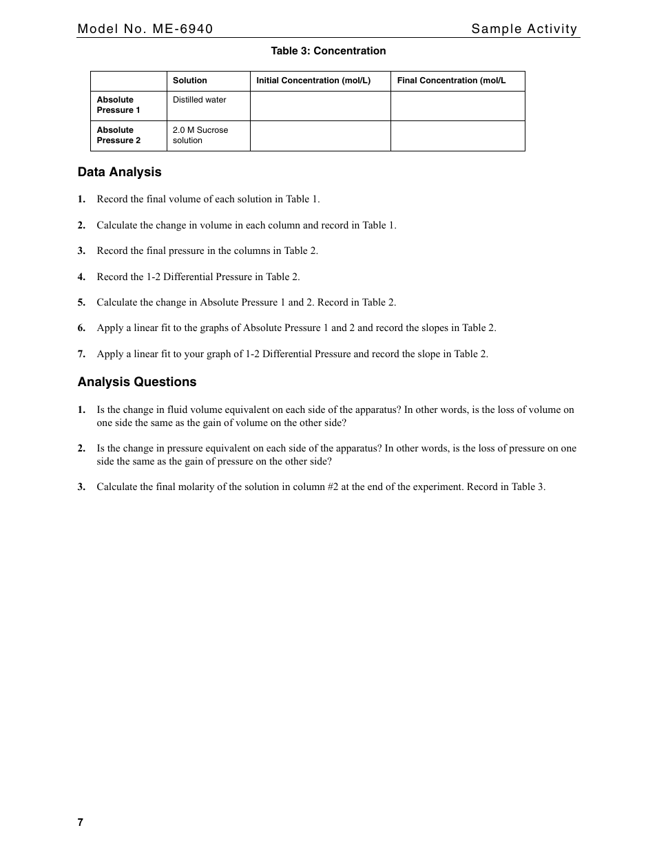 PASCO ME-6940 Diffusion-Osmosis Apparatus User Manual | Page 7 / 12