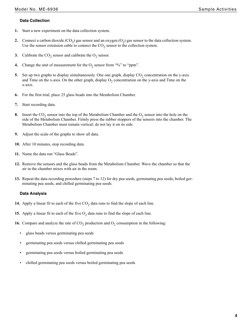 PASCO ME-6936 Metabolism Chamber User Manual | Page 4 / 6