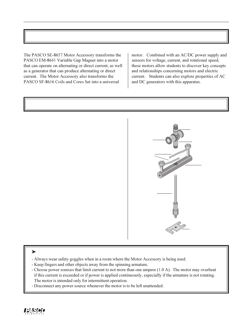 Equipment introduction | PASCO SE-8657 MOTOR ACCESSORY User Manual | Page 5 / 40