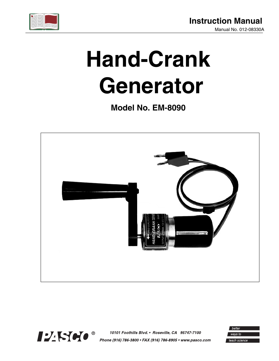 PASCO EM-8090 Hand-Crank Generator User Manual | 9 pages