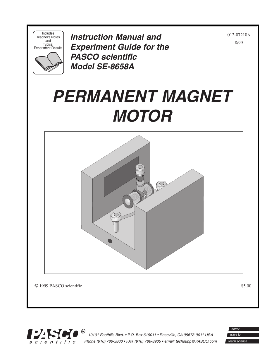 PASCO SE-8658A PERMANENT MAGNET MOTOR User Manual | 34 pages