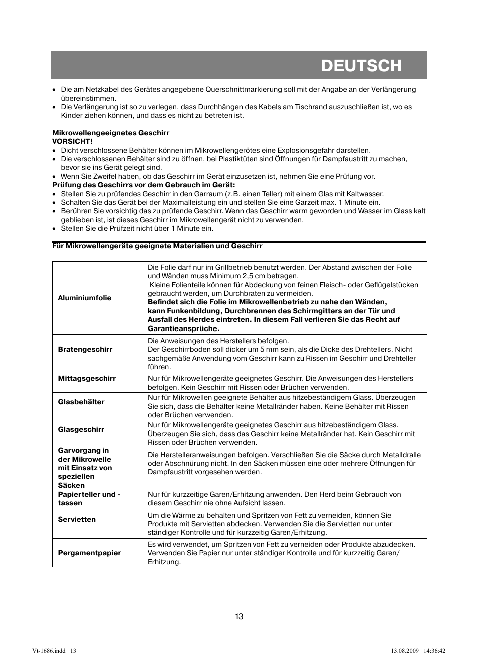 Deutsch | Vitek VT-1686 User Manual | Page 13 / 80
