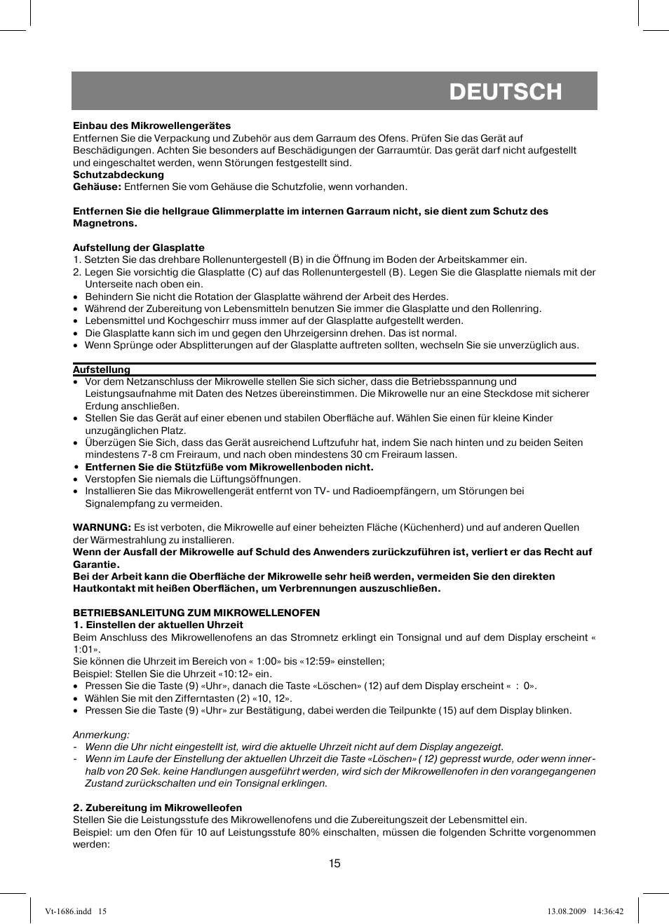 Deutsch | Vitek VT-1686 User Manual | Page 15 / 80