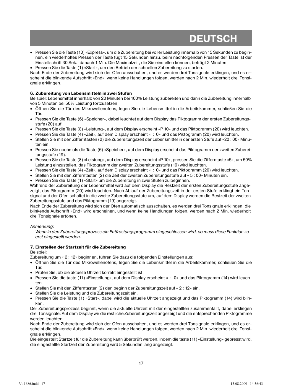 Deutsch | Vitek VT-1686 User Manual | Page 17 / 80