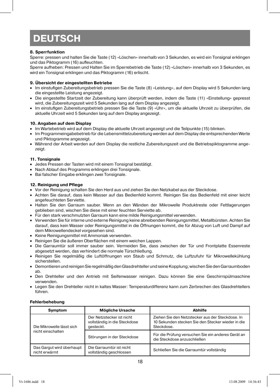 Deutsch | Vitek VT-1686 User Manual | Page 18 / 80
