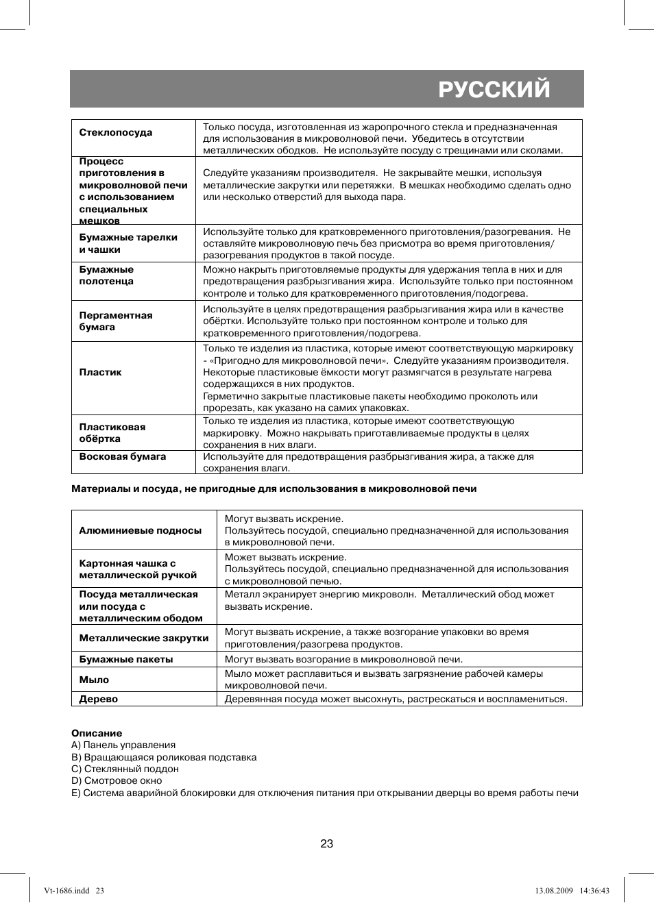 Русский | Vitek VT-1686 User Manual | Page 23 / 80