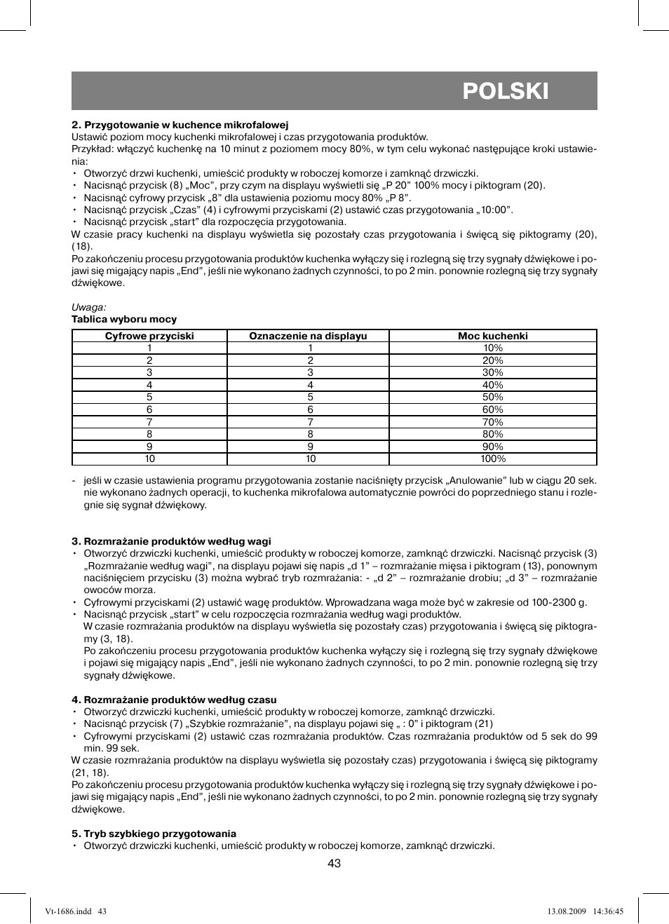 Polski | Vitek VT-1686 User Manual | Page 43 / 80