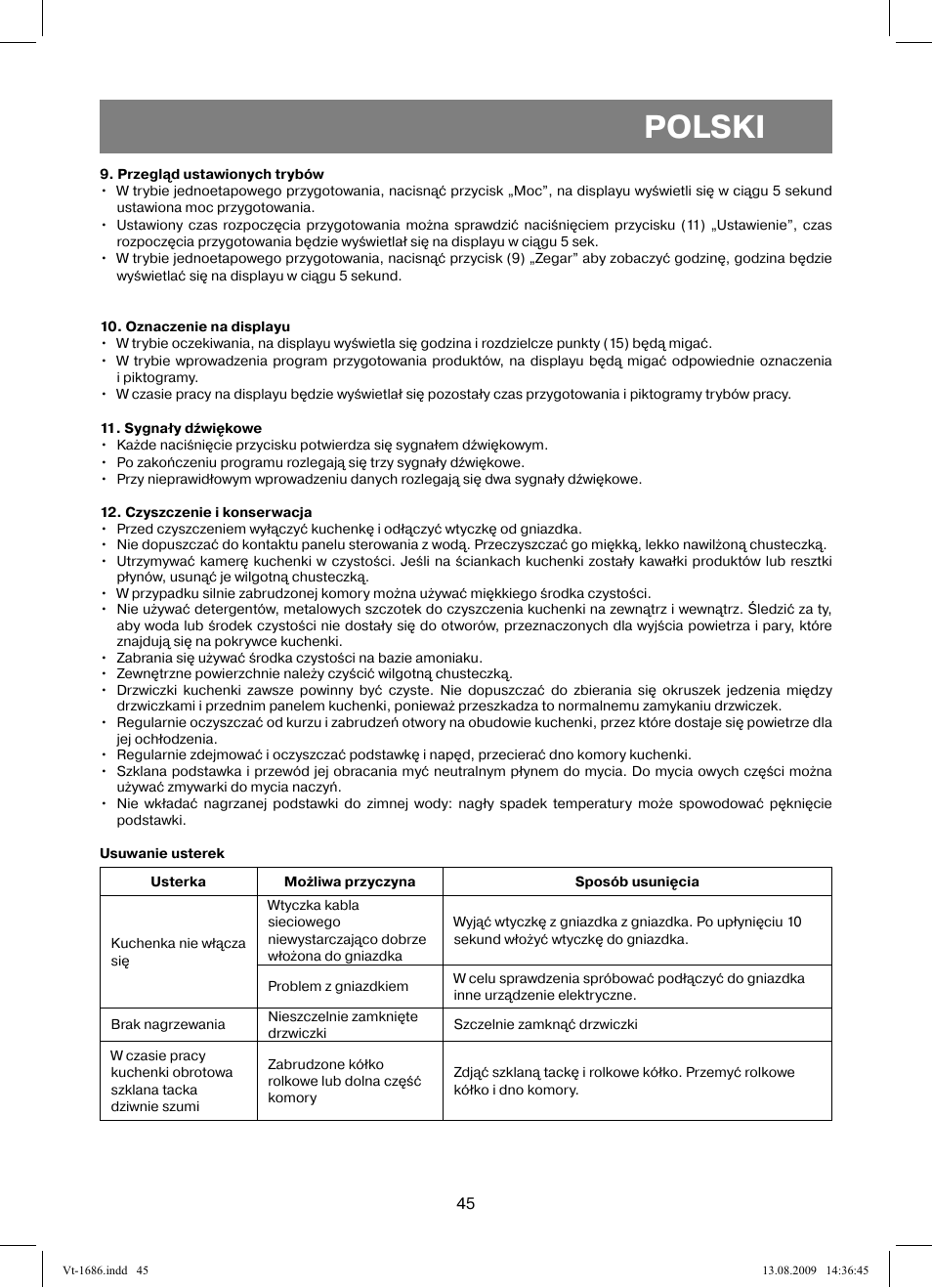 Polski | Vitek VT-1686 User Manual | Page 45 / 80
