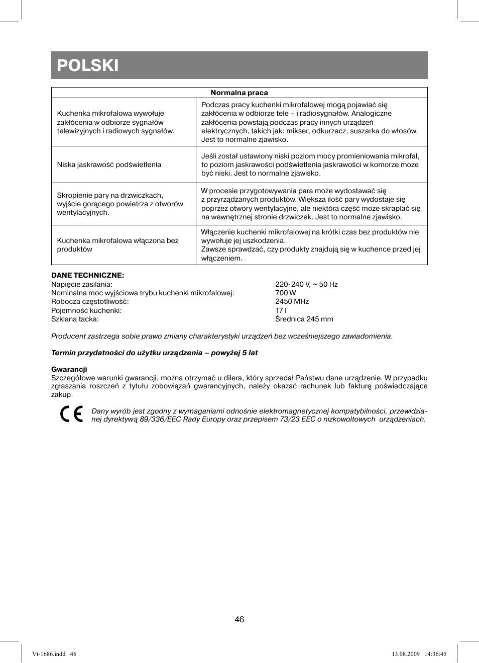 Polski | Vitek VT-1686 User Manual | Page 46 / 80