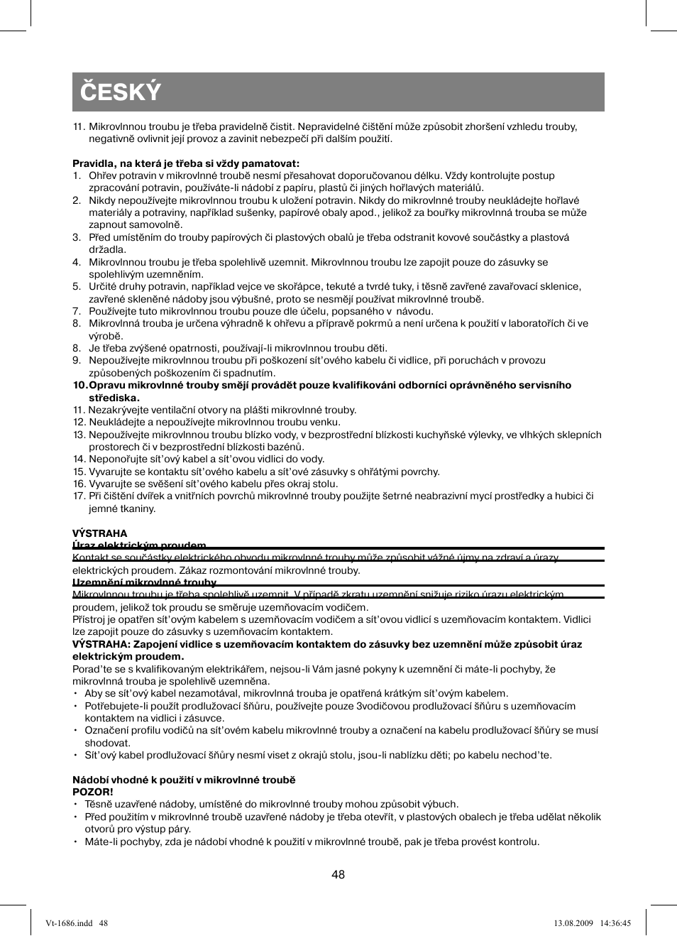Český | Vitek VT-1686 User Manual | Page 48 / 80