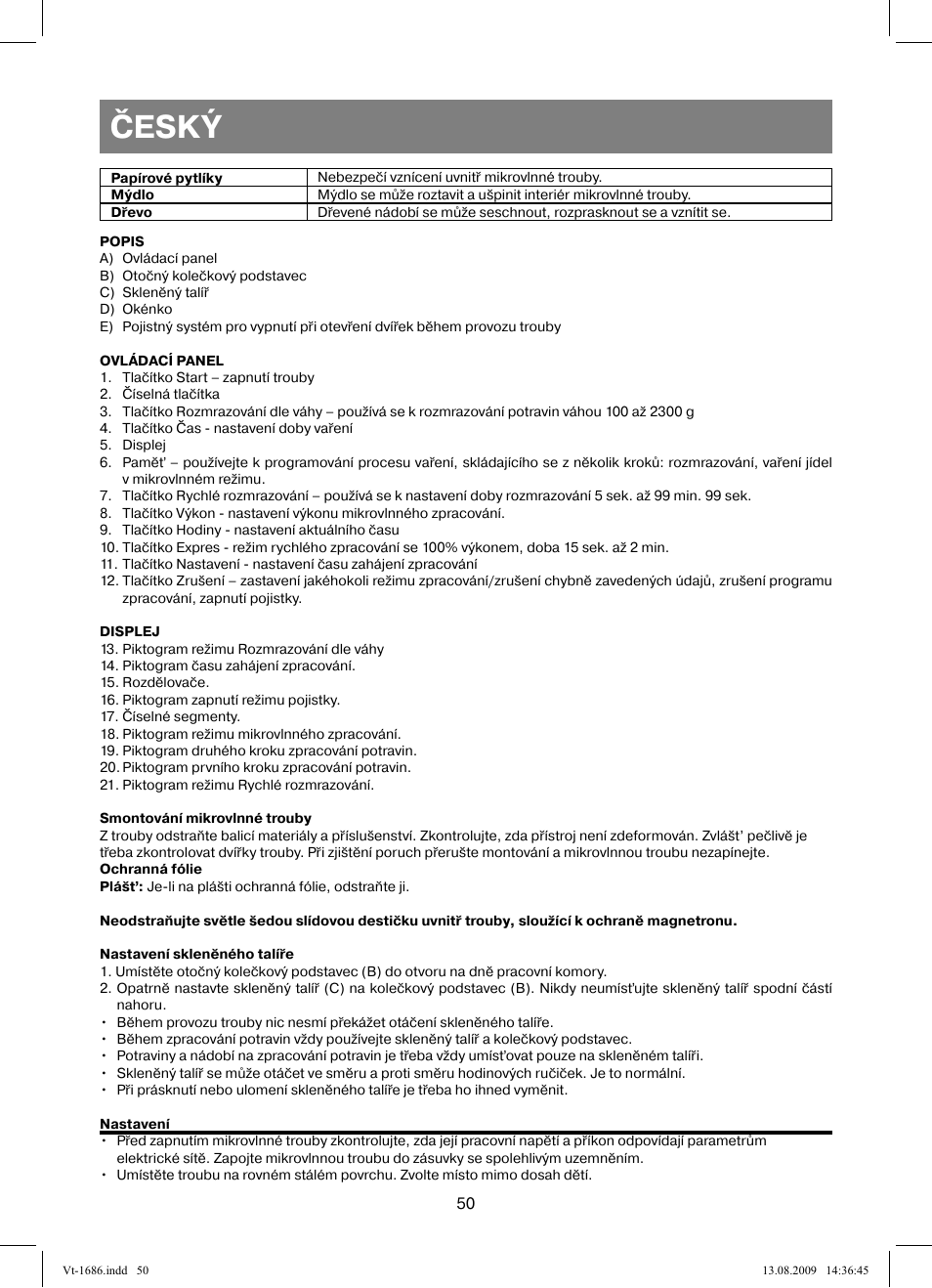 Český | Vitek VT-1686 User Manual | Page 50 / 80