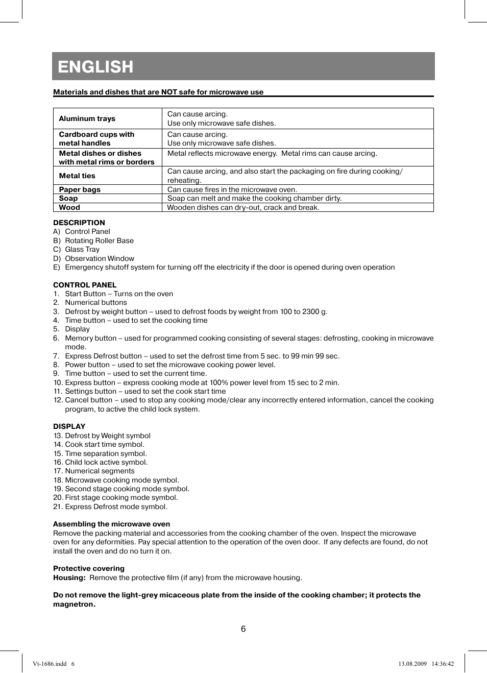 English | Vitek VT-1686 User Manual | Page 6 / 80