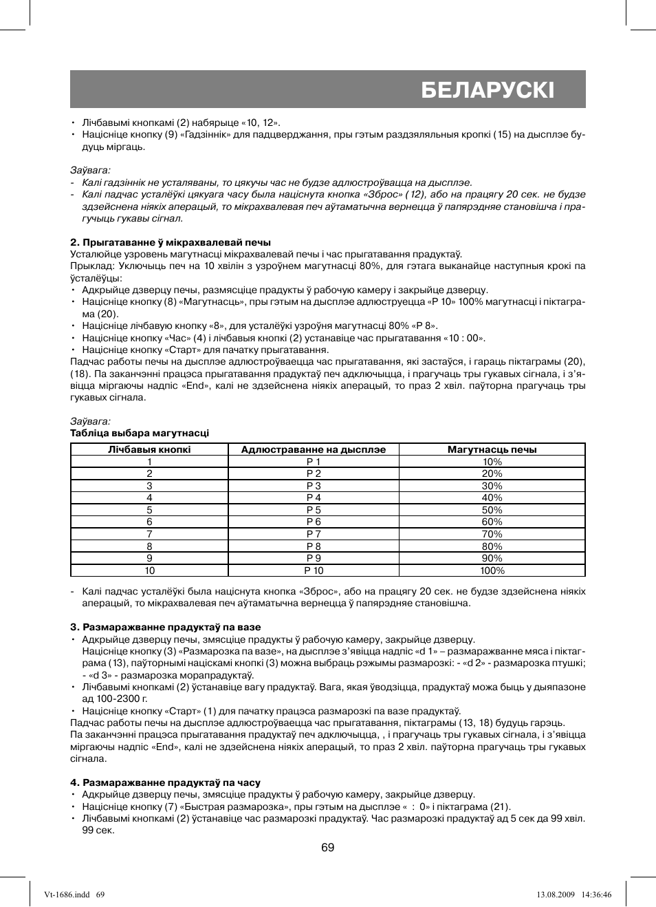 Беларускi | Vitek VT-1686 User Manual | Page 69 / 80