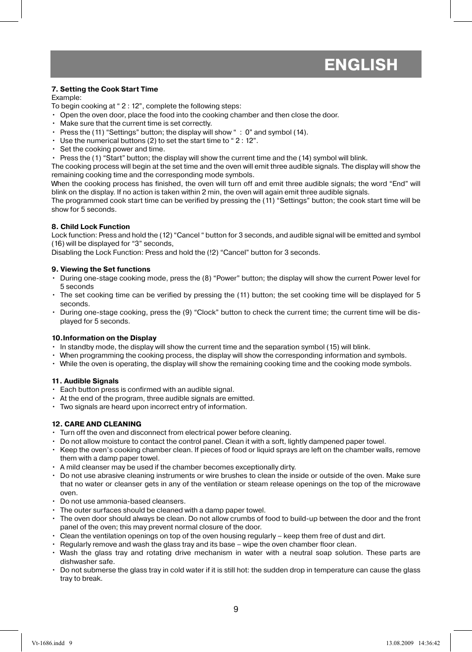 English | Vitek VT-1686 User Manual | Page 9 / 80