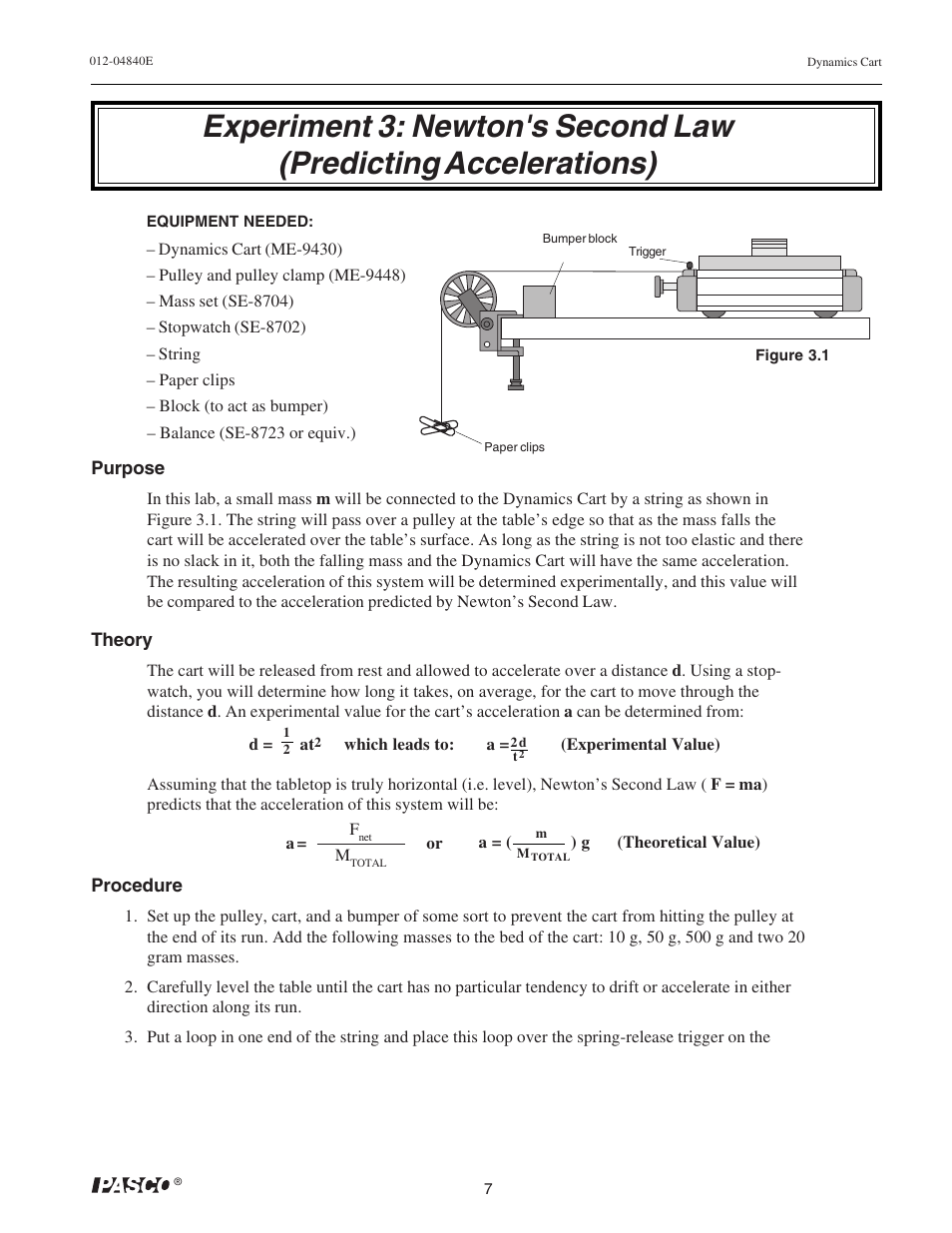 PASCO ME-9430 Dynamics Cart with Mass User Manual | Page 11 / 30