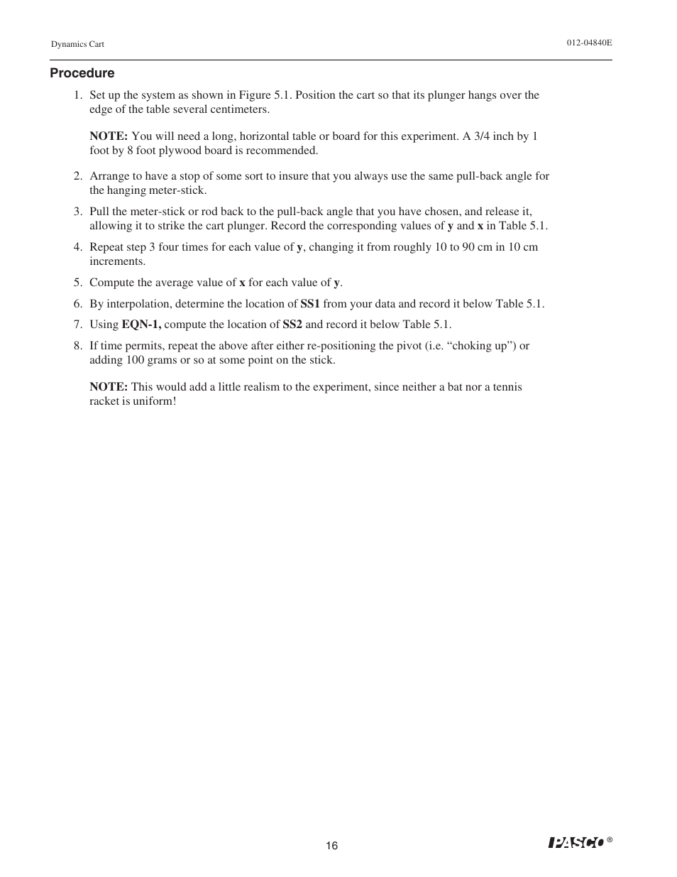 PASCO ME-9430 Dynamics Cart with Mass User Manual | Page 20 / 30