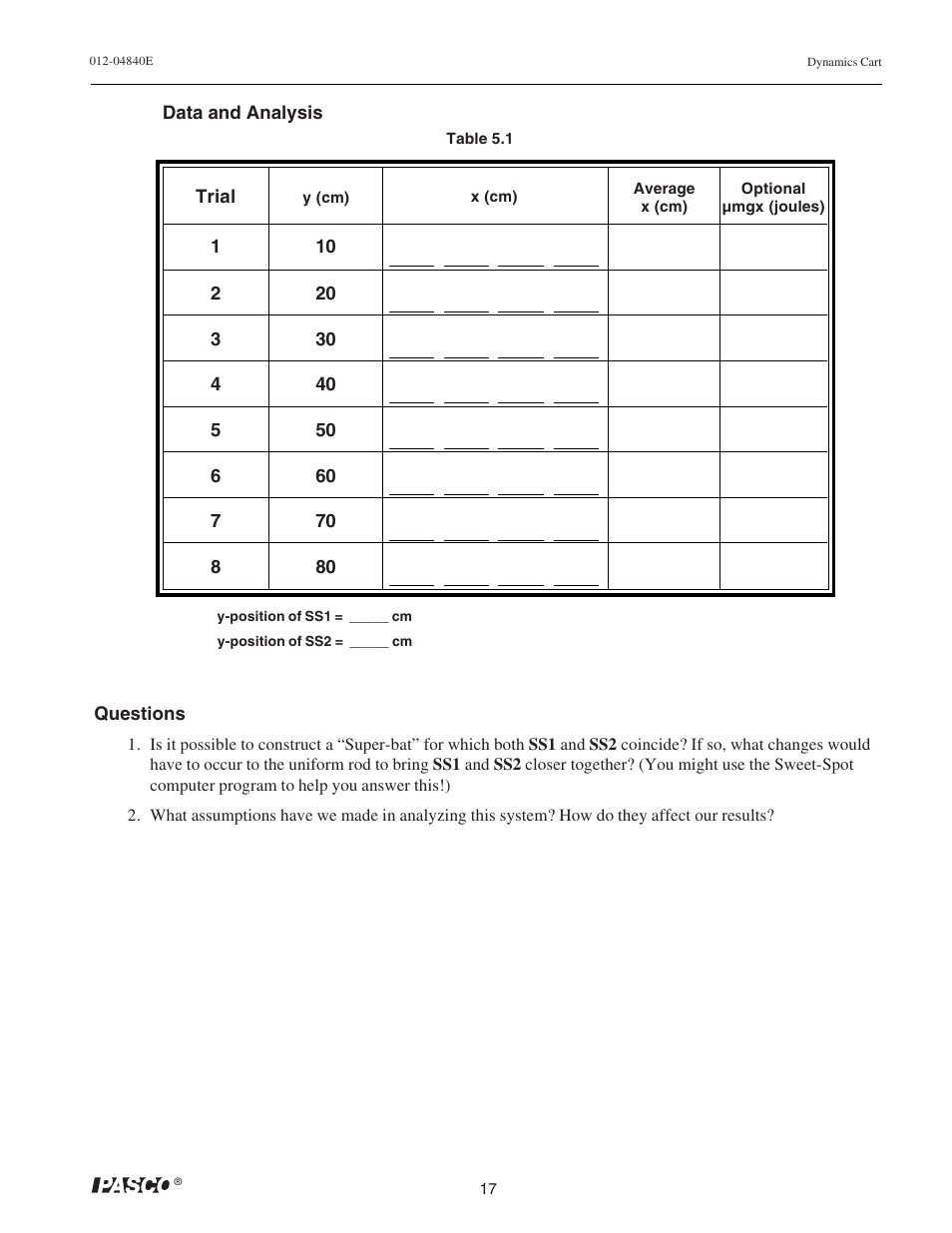 PASCO ME-9430 Dynamics Cart with Mass User Manual | Page 21 / 30
