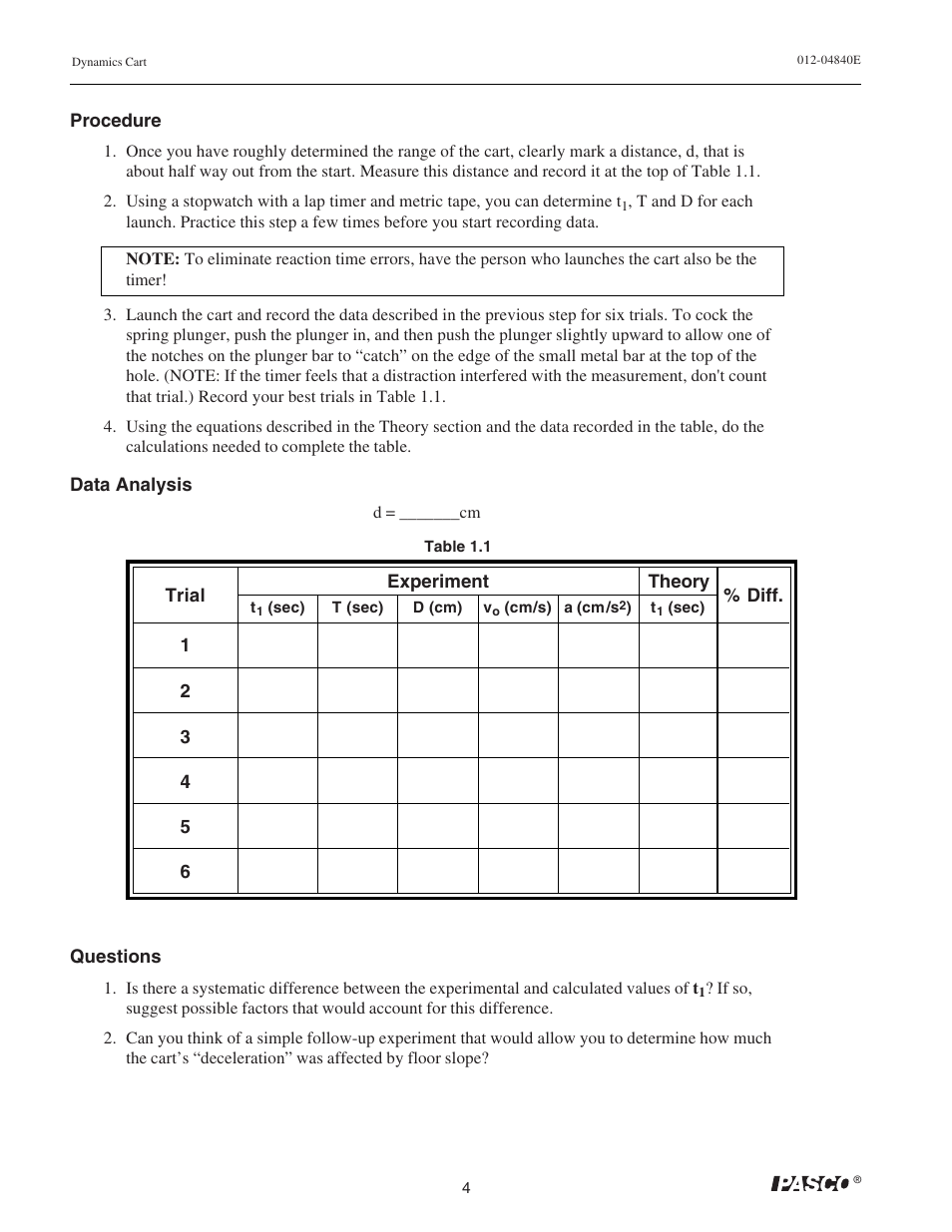 PASCO ME-9430 Dynamics Cart with Mass User Manual | Page 8 / 30