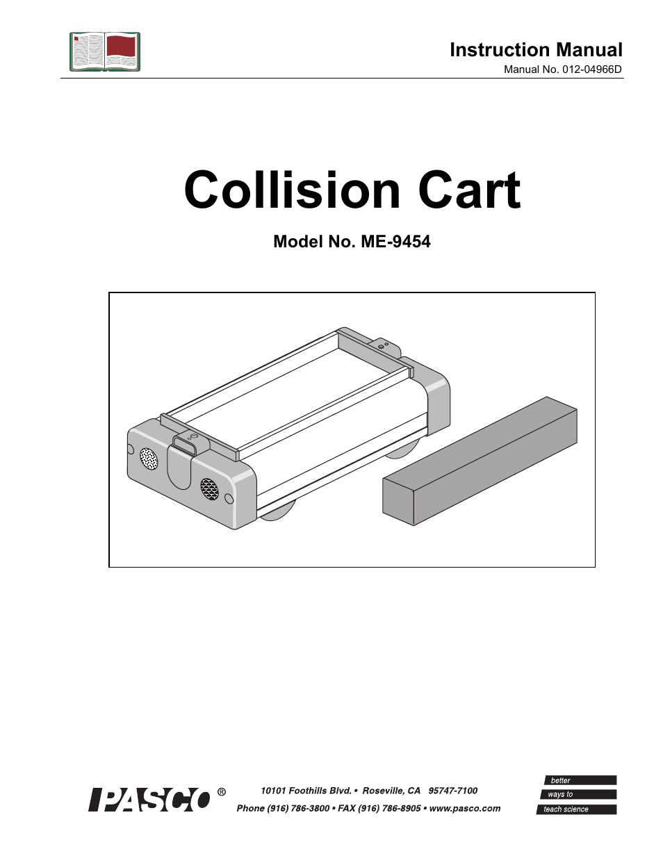 PASCO ME-9454 Collision Cart User Manual | 4 pages