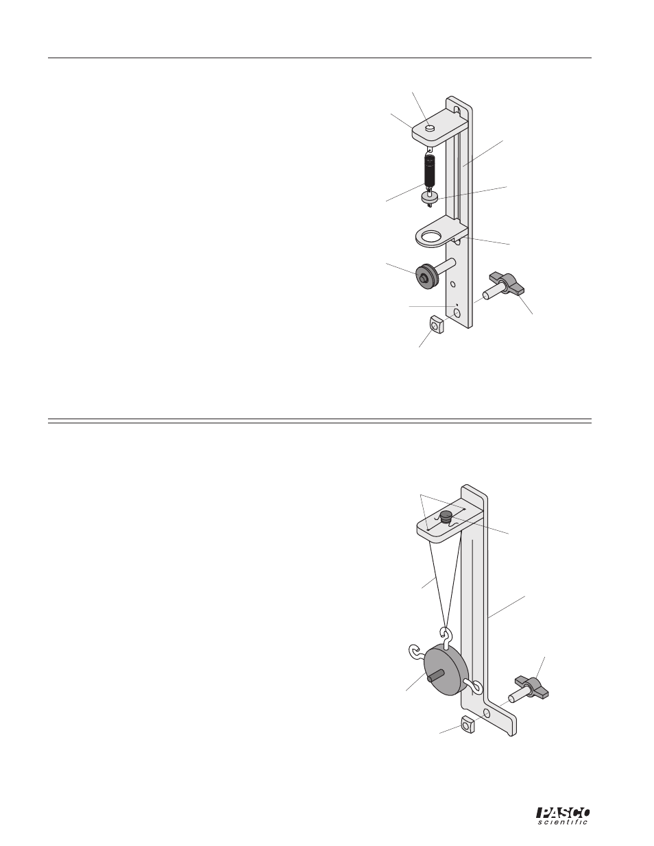Center post assembly, Side post assembly | PASCO ME-8952 Centripetal Force Accessory User Manual | Page 2 / 4