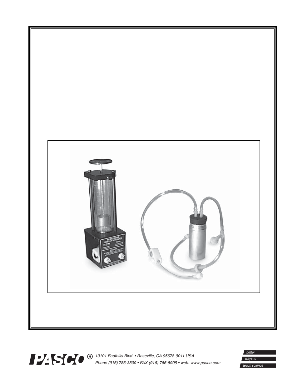 PASCO TD-8572 HEAT ENGINE_ GAS LAW APPARATUS User Manual | 23 pages