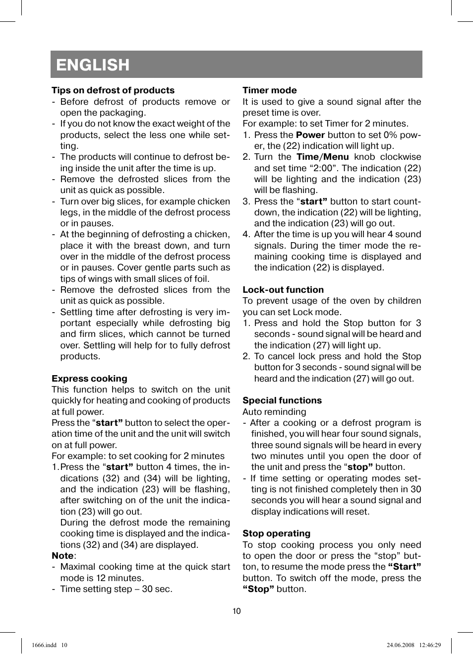 English | Vitek VT-1666 User Manual | Page 10 / 116