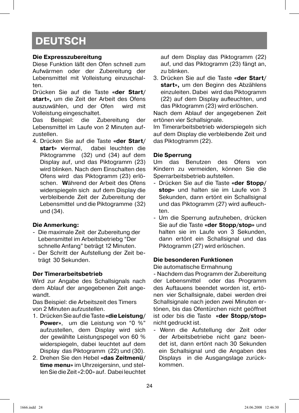 Deutsch | Vitek VT-1666 User Manual | Page 24 / 116