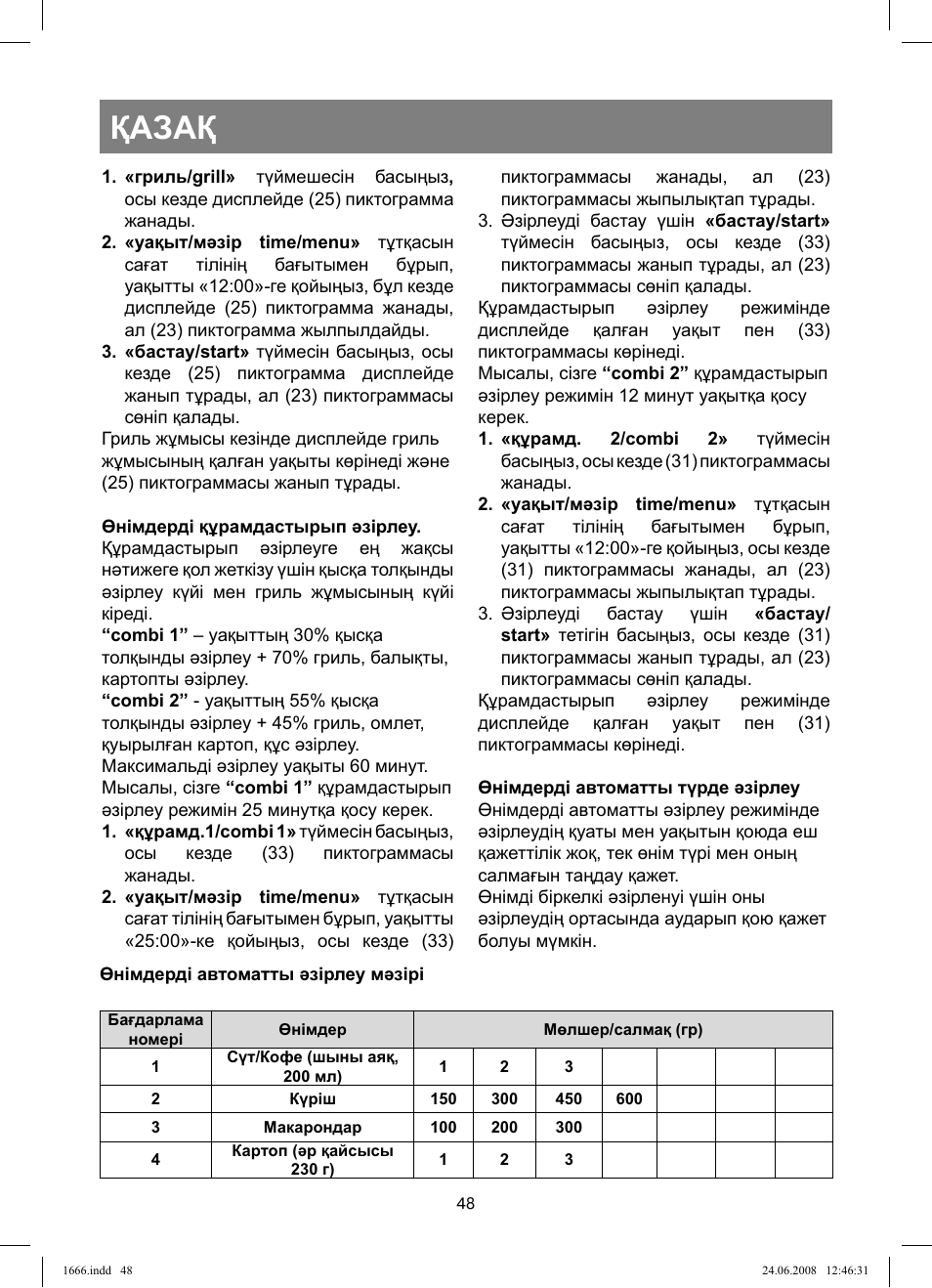 Қазақ | Vitek VT-1666 User Manual | Page 48 / 116