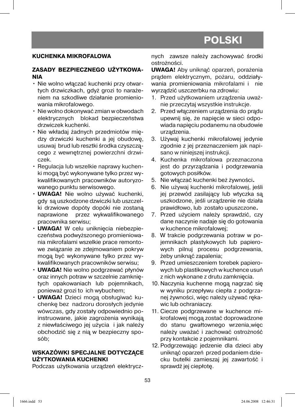 Polski | Vitek VT-1666 User Manual | Page 53 / 116