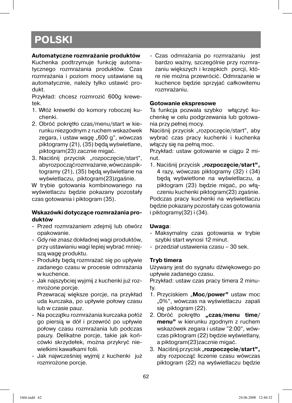 Polski | Vitek VT-1666 User Manual | Page 62 / 116
