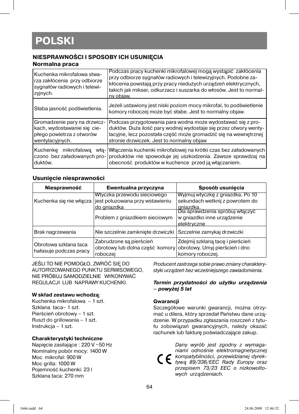 Polski | Vitek VT-1666 User Manual | Page 64 / 116
