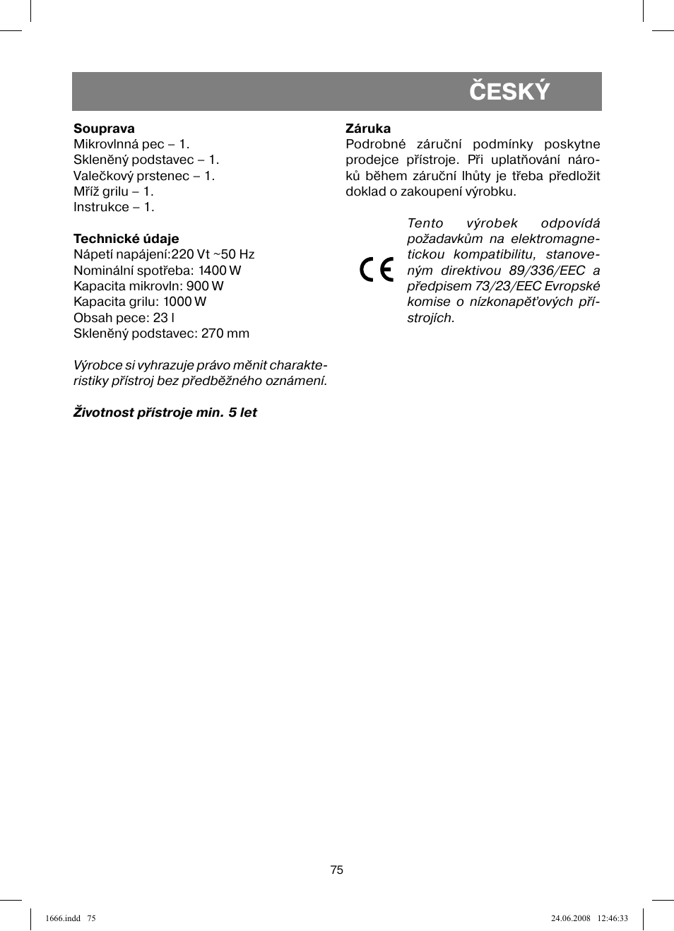 Český | Vitek VT-1666 User Manual | Page 75 / 116