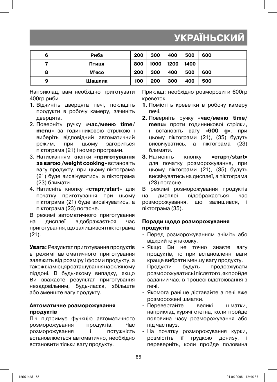 Україньский | Vitek VT-1666 User Manual | Page 85 / 116