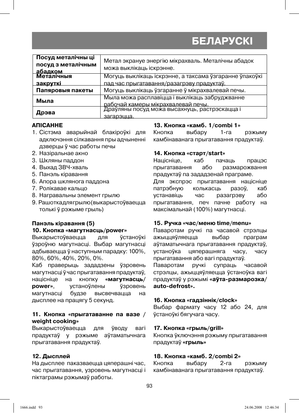 Беларускi | Vitek VT-1666 User Manual | Page 93 / 116