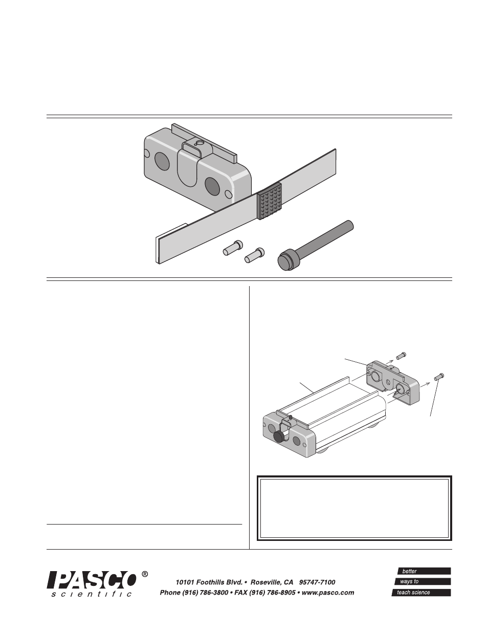 PASCO ME-9457 Variable Friction Cart Accessory Kit User Manual | 2 pages