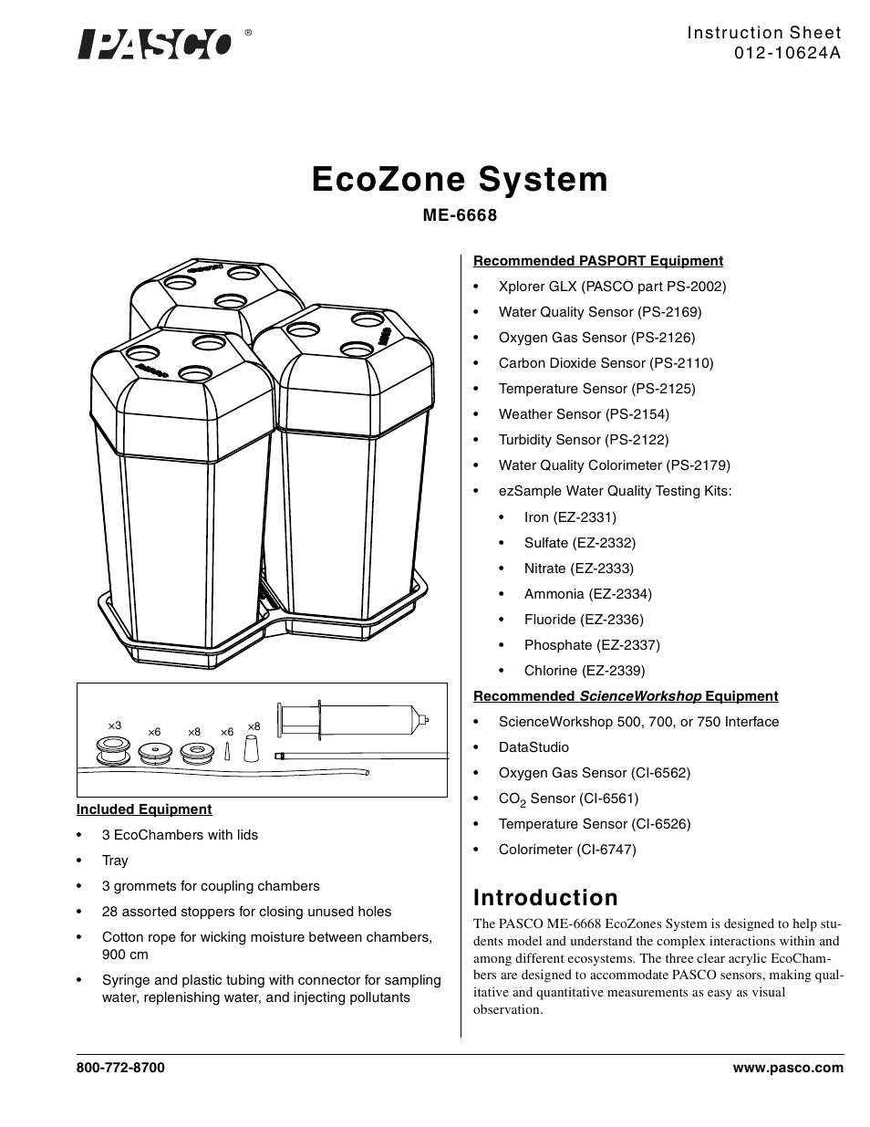 PASCO ME-6668 EcoZone System User Manual | 3 pages