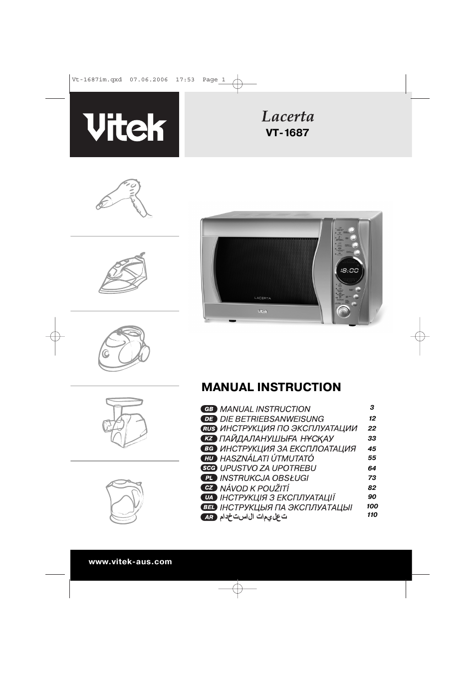 Vitek VT-1687 Lacerta User Manual | 120 pages