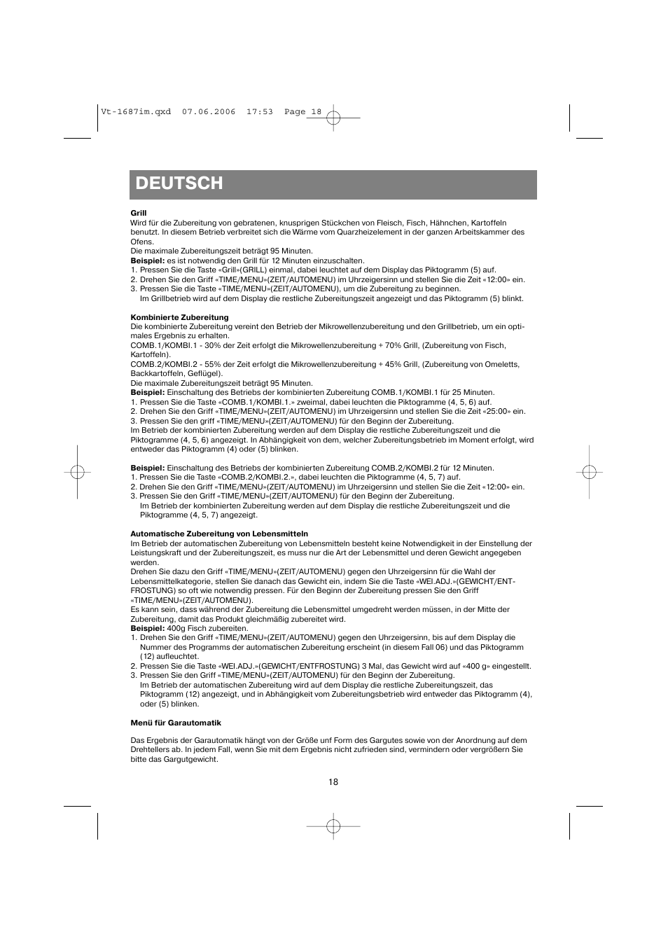 Deutsch | Vitek VT-1687 Lacerta User Manual | Page 18 / 120