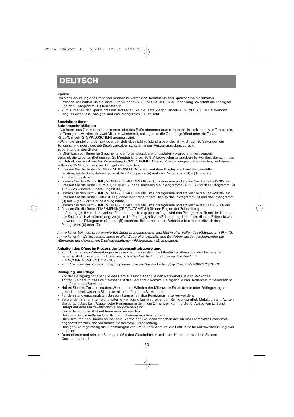 Deutsch | Vitek VT-1687 Lacerta User Manual | Page 20 / 120