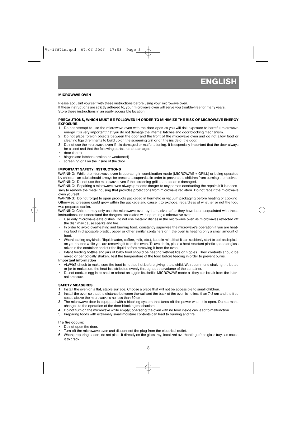 English | Vitek VT-1687 Lacerta User Manual | Page 3 / 120